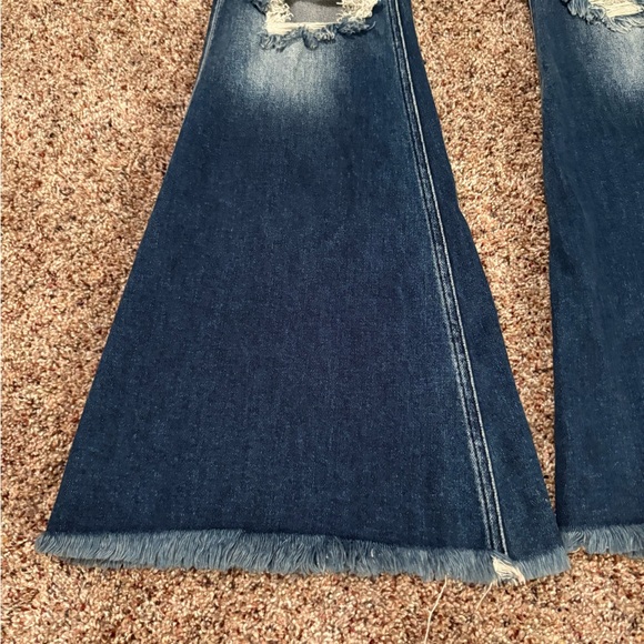 Distressed Blue Flare Jeans - Picture 2 of 8